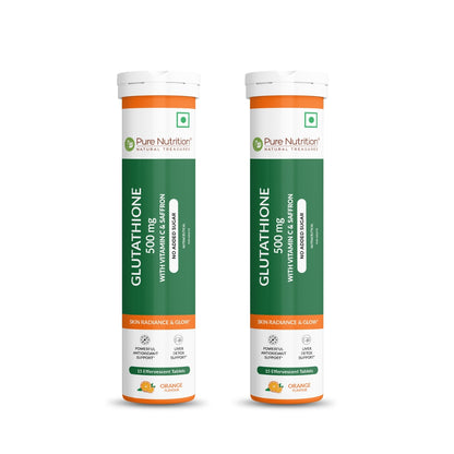 Glutathione 500mg with Vitamin C & Saffron | Effervescent Tablets for Skin Glow