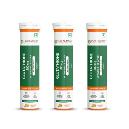 Glutathione 500mg with Vitamin C & Saffron | Effervescent Tablets for Skin Glow