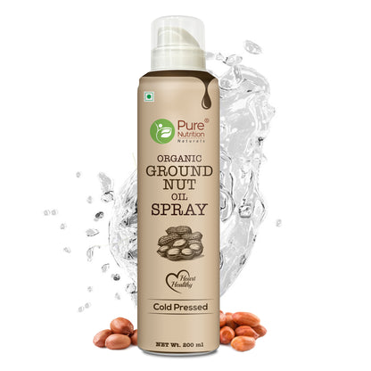 Pure Nutrition Organic Groundnut Oil Spray - 200ml | 100% Pure & Cold-Pressed | Cook Healthy with 10X Less Oil | Naturally Rich in Antioxidants | Supports Heart Health | Ideal for Grilling, Sautéing & Low-Calorie Cooking