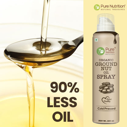 Pure Nutrition Organic Groundnut Oil Spray - 200ml | 100% Pure & Cold-Pressed | Cook Healthy with 10X Less Oil | Naturally Rich in Antioxidants | Supports Heart Health | Ideal for Grilling, Sautéing & Low-Calorie Cooking