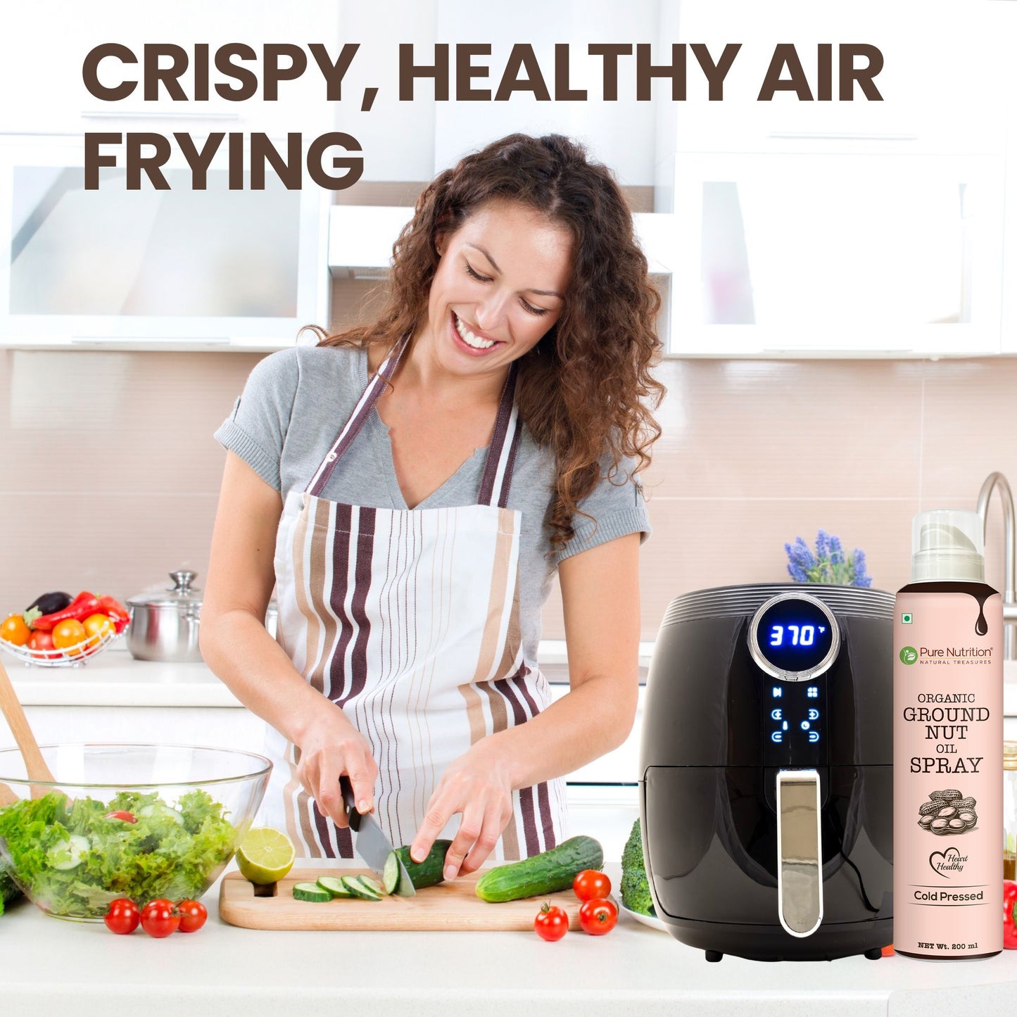 Organic Groundnut Oil Spray 200ml | Cold-Pressed & Pure for Cooking