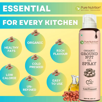 Organic Groundnut Oil Spray 200ml | Cold-Pressed & Pure for Cooking