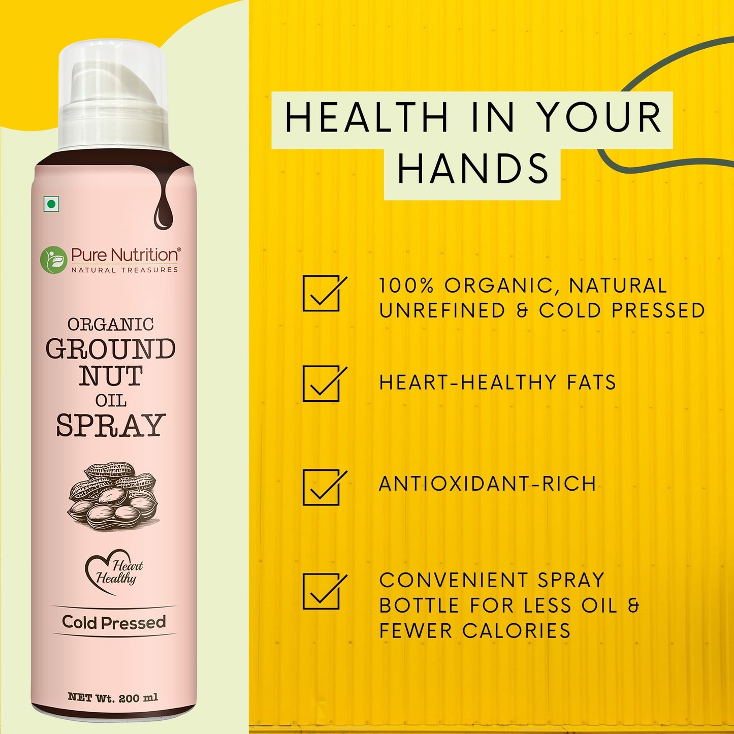 Organic Groundnut Oil Spray 200ml | Cold-Pressed & Pure for Cooking