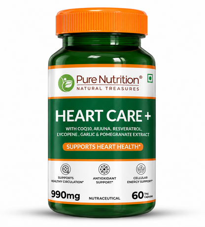 Heart Care+ 60 Veg Capsules | CoQ10, Arjuna, Resveratrol, Lycopene & Botanical Extracts