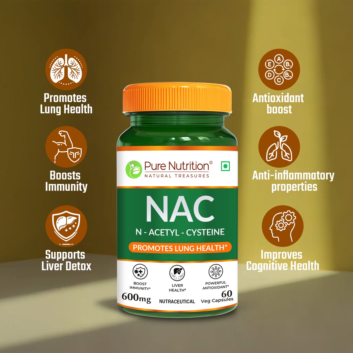 NAC Supplement – N-Acetyl L-Cysteine 600mg | 60 Veg Capsules