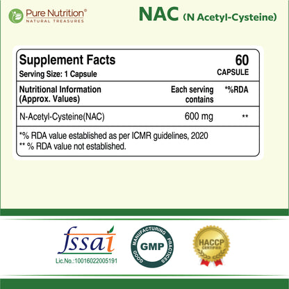NAC Supplement – N-Acetyl L-Cysteine 600mg | 60 Veg Capsules