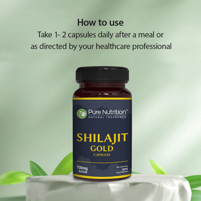 Shilajit Gold with Gokhru, Ashwagandha, Safed Musali, and Shatavari -Capsules | Supports Vitality and Wellness