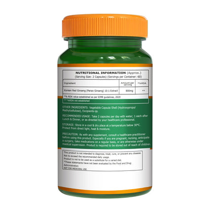 Pure Nutrition Korean Ginseng – 120 Veg Capsules