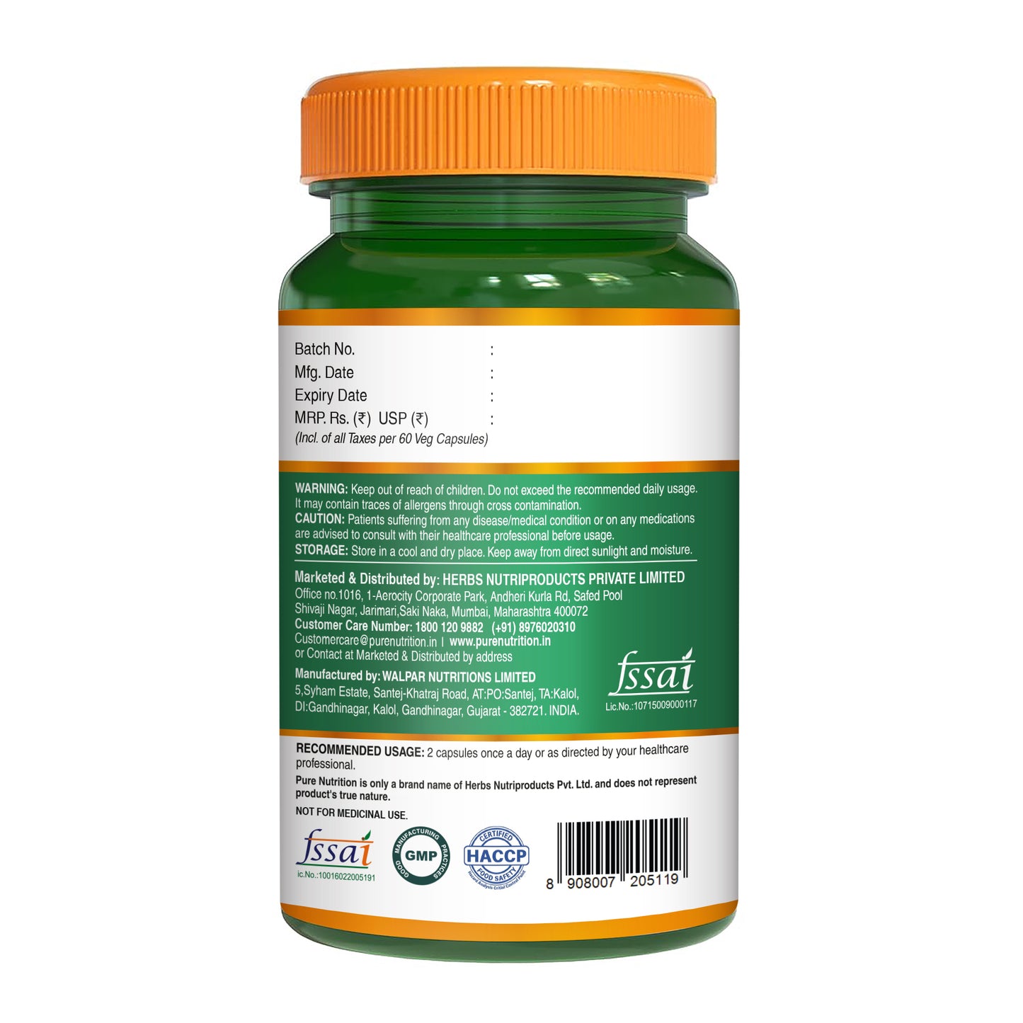 L-Arginine Supplement 1500mg - 60 Capsules
