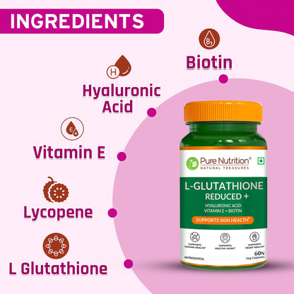 L-Glutathione Reduced+ | With Hyaluronic Acid, Vitamin E & Biotin