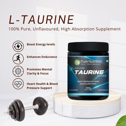 L-Taurine Powder 200g, Amino Acid Supplement | Support Muscle Recovery & Improve Performance