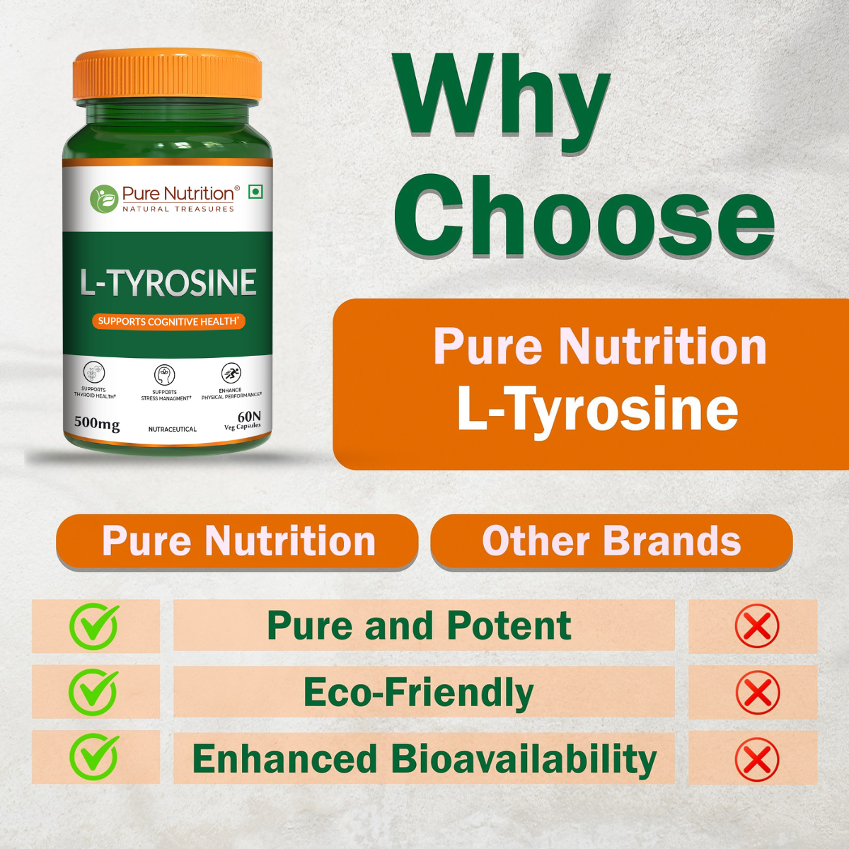 Pure Nutrition L-Tyrosine 500 mg Veg Capsules