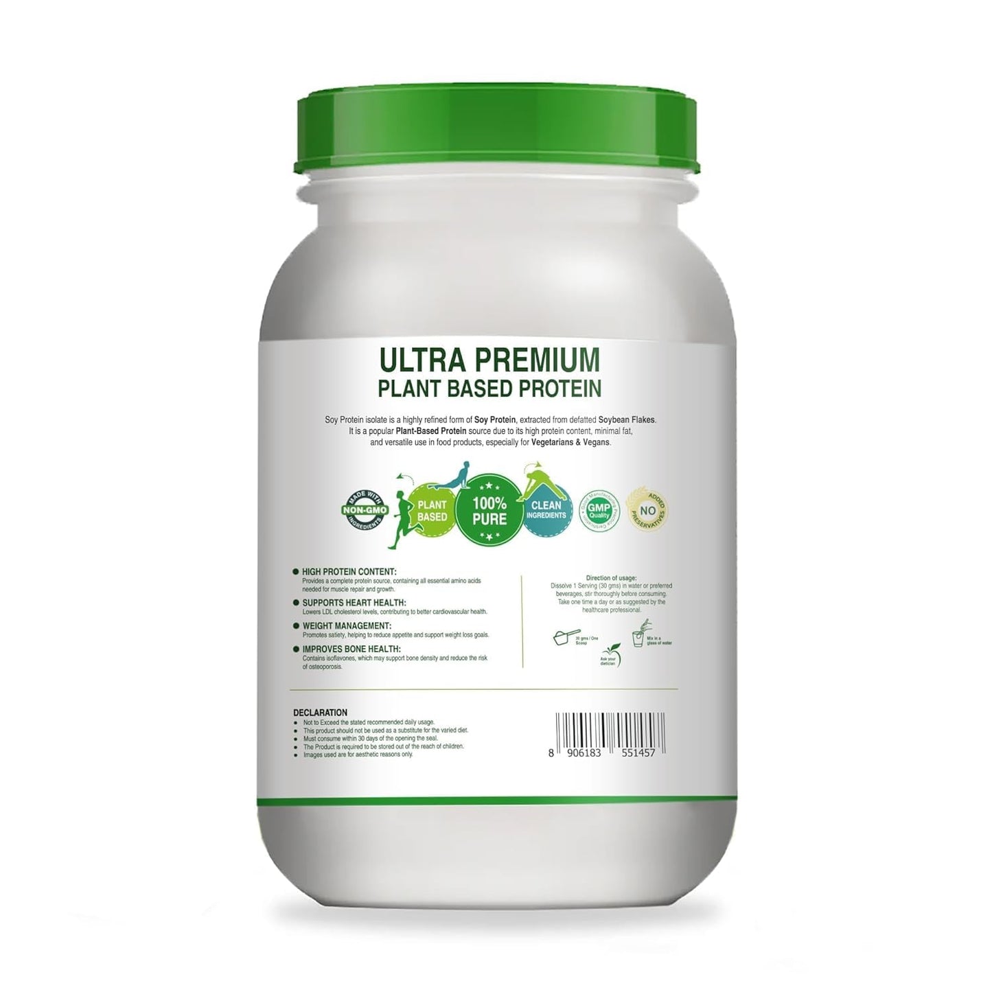 Pure Nutrition Soy Protein Powder, 100% Pure - 1kg | Isolate 90%, Unflavoured - For Muscle Growth, Recovery, and Overall Health.