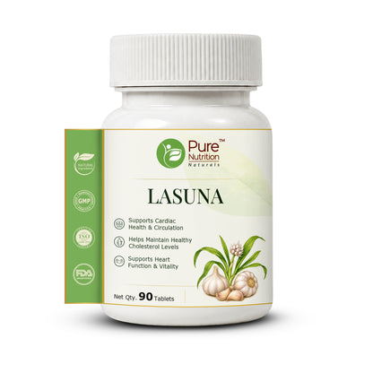 Pure Nutrition Lasuna Tablets | Ayurvedic Garlic Extract Supplement | Supports Heart & Circulation Wellness 