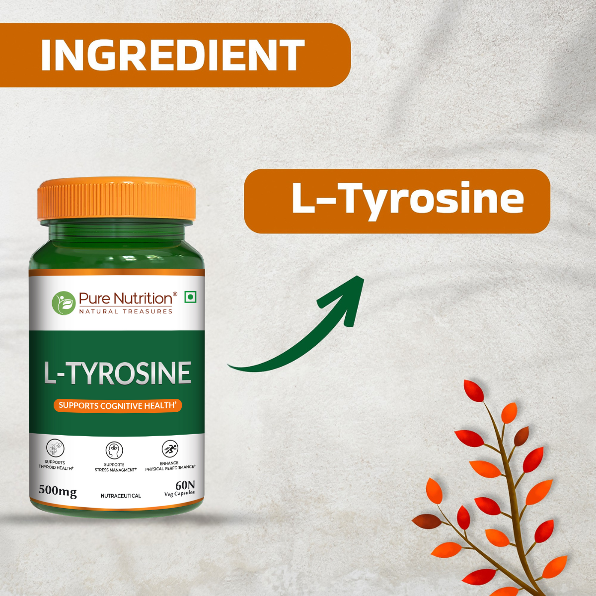 Pure Nutrition L-Tyrosine 500 mg Veg Capsules