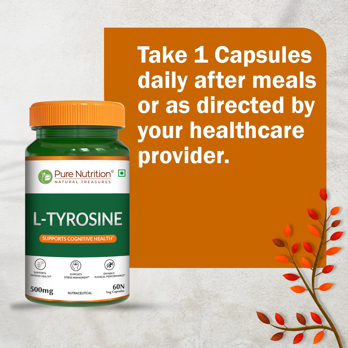 Pure Nutrition L-Tyrosine 500 mg Veg Capsules