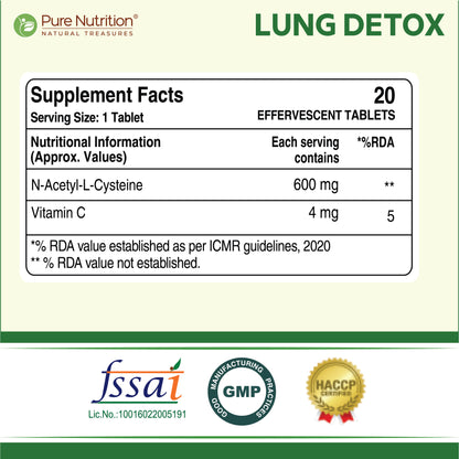 Lung Detox Effervescent Tablets - 20 | Supports Respiratory Health, Cleansing, and Overall Wellness