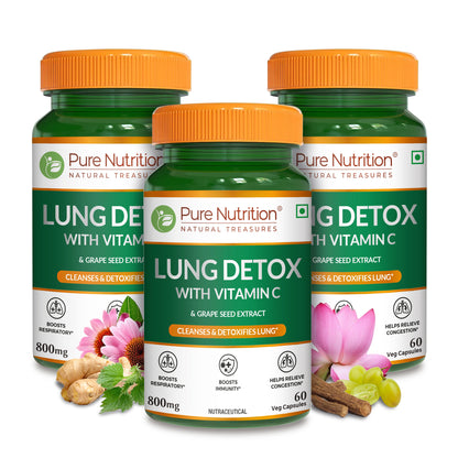 Lung Detox Capsules – 60 Veg Capsules for Lung Cleanse with Vitamin C & Grape Seed Extract