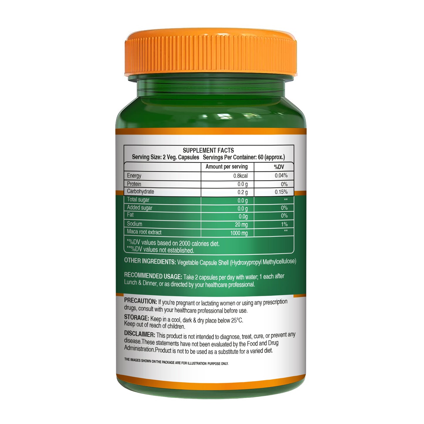 Maca Root Capsules 1000mg | Peruvian Maca Extract | 120 Veg Capsules