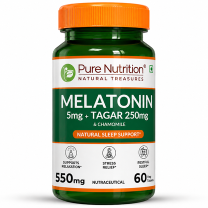 Melatonin with Tagar, Chamomile & L-Theanine  Natural Sleep Support Tablets