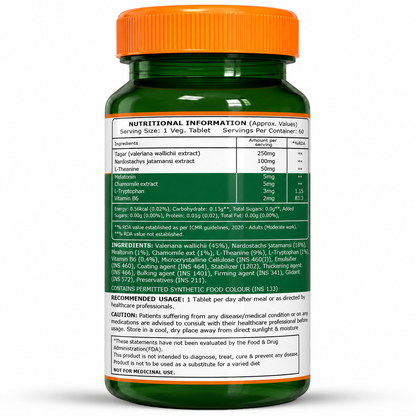 Melatonin with Tagar, Chamomile & L-Theanine  Natural Sleep Support Tablets