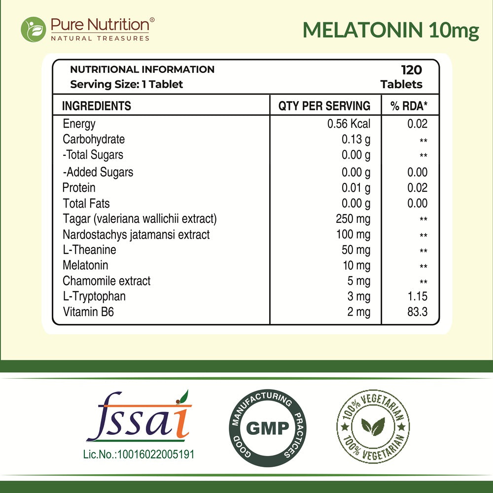 Melatonin 10mg – Sleep Regulation & Relaxation Support – Pure Nutrition