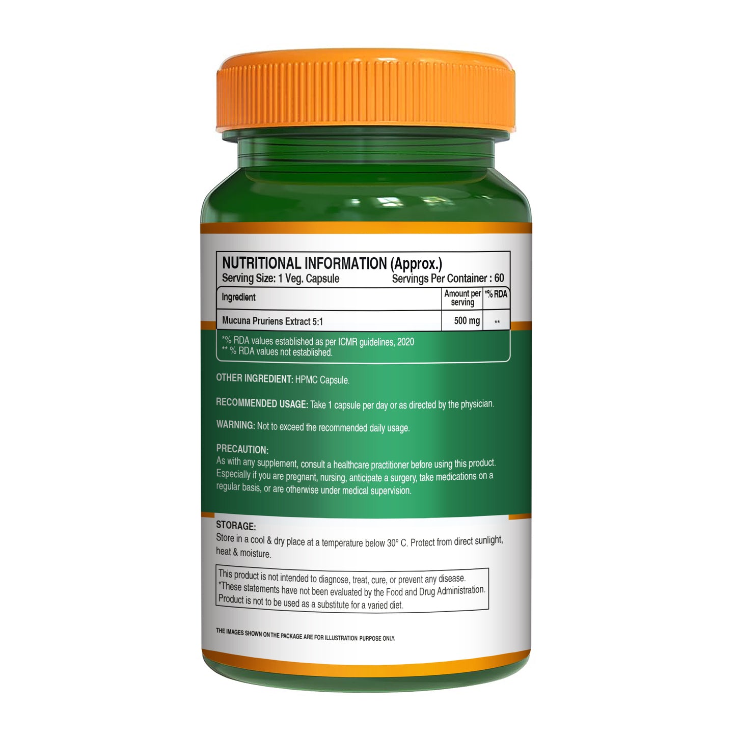 Pure Nutrition Mucuna Pruriens Extract | 500 mg | 60 Veg Capsules