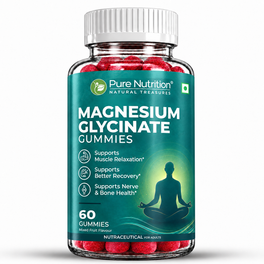 Magnesium Glycinate Gummies 100 mg | With Zinc, Vitamin B6 & Ashwagandha | Mixed-Fruit Flavour | 60 Gummies