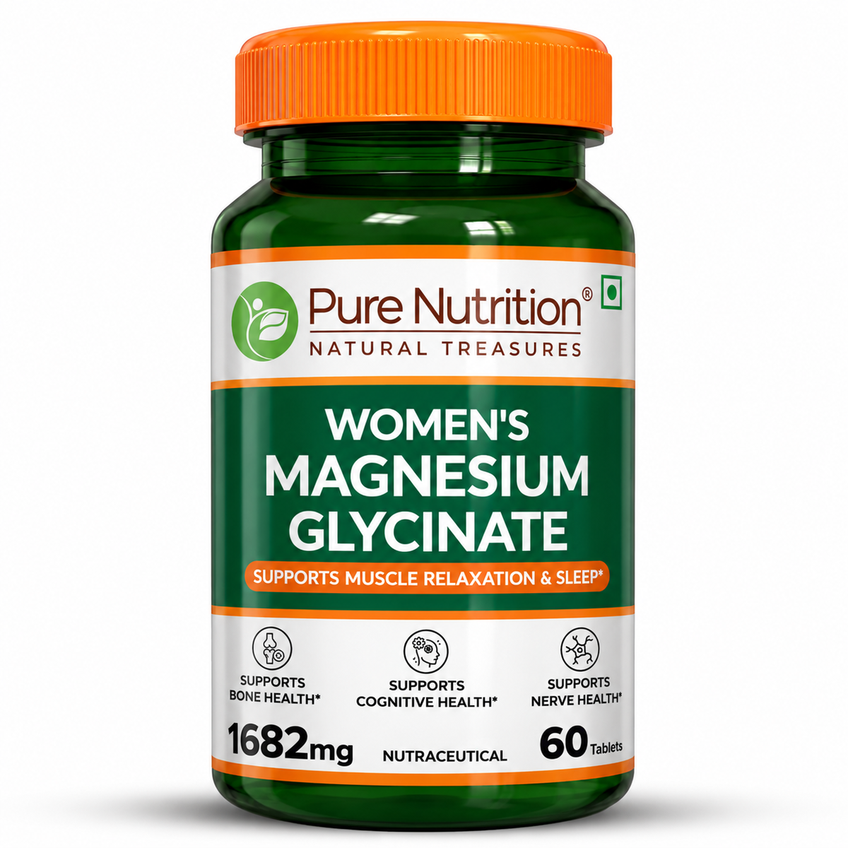 Women’s Magnesium Glycinate 60 Tablets | 370mg Elemental Magnesium + Vitamin D3 & B12