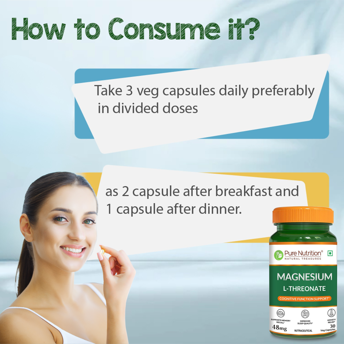 Magnesium L-Threonate – Brain, Memory & Focus Support | 30 Veg Capsules