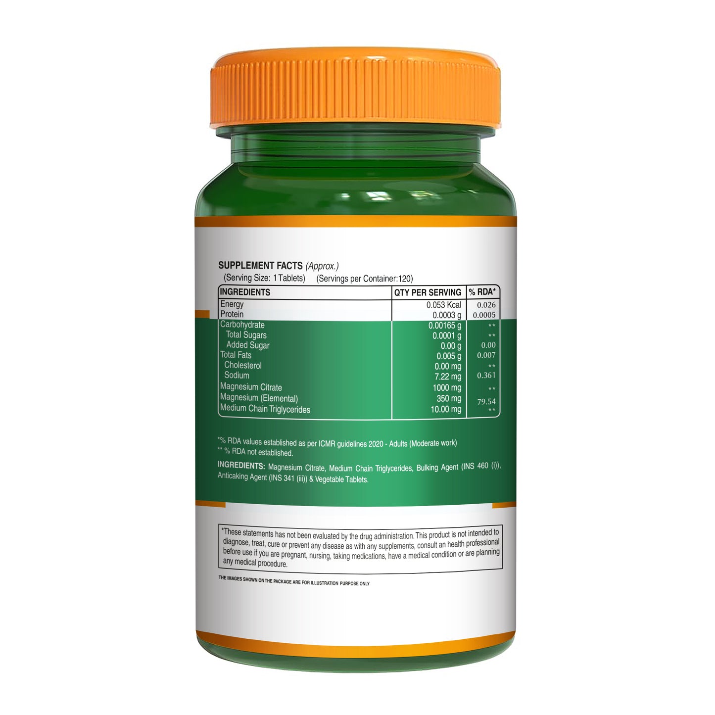 Magnesium Citrate - 120 Tablets | Supports Digestion and Reduces Muscle Cramps