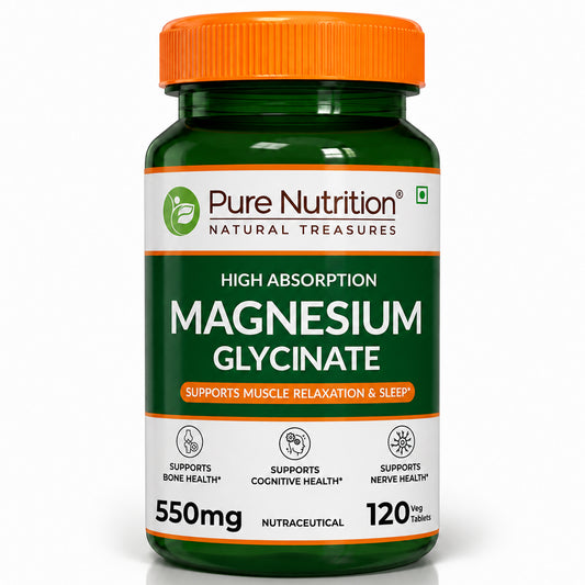Magnesium Glycinate 550mg – High Absorption | Sleep, Stress & Muscle Health 120 Tablets