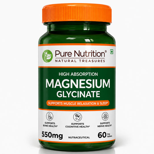 Magnesium Glycinate 550mg – High Absorption | Sleep, Stress & Muscle Health | 60Tablets| 120 Tablets