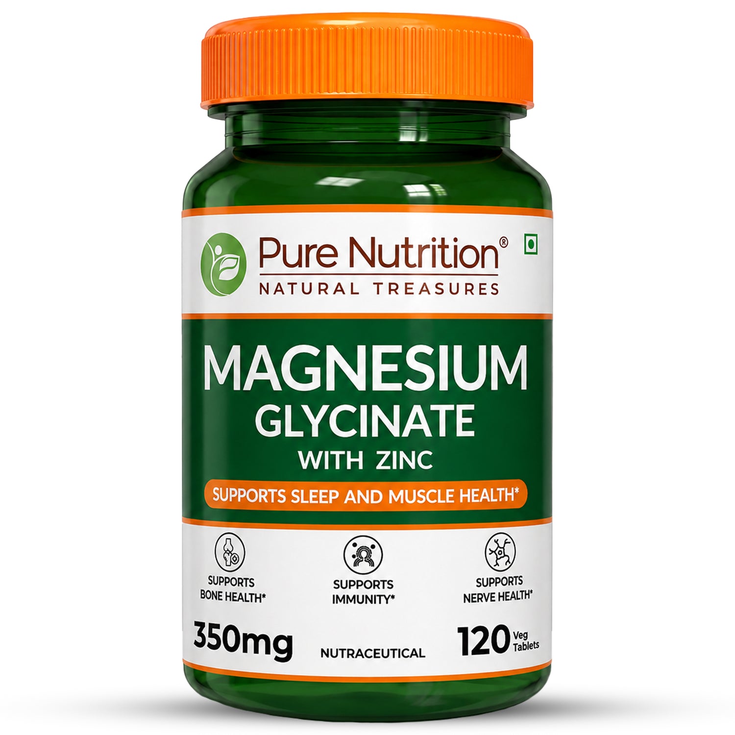 Magnesium Glycinate 350mg with Zinc Capsules | Sleep Support, Stress Relief & Bone Health | 120 Capsules