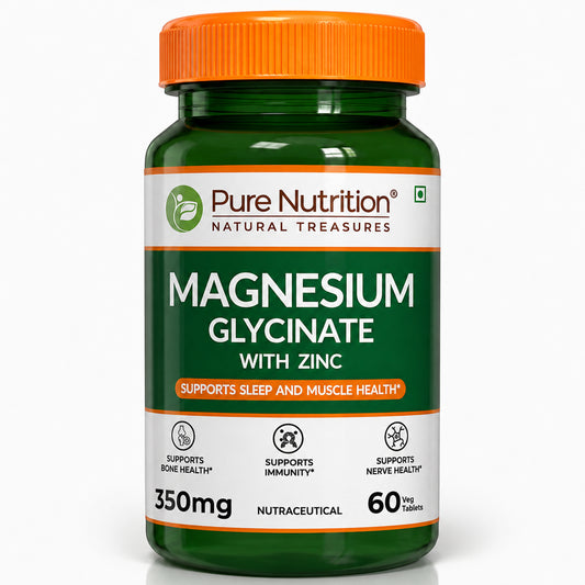 Magnesium Glycinate with Zinc 350mg – Sleep Support, Muscle Relaxation & Bone Health Tablets | 60 Tablets