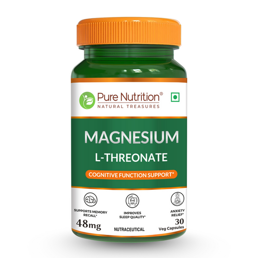 Magnesium L-Threonate Supplement - 30 Veg Capsules | Supports Brain Function, Memory & Stress Relief