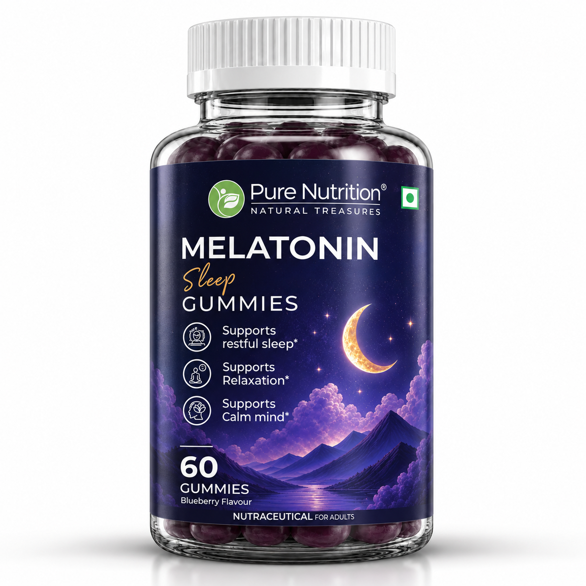Melatonin Sleep Gummies 10mg | 60 Blueberry Flavour Gummies | Adult Supplement