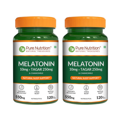 Melatonin with Tagar, Chamomile & L-Theanine 120 Tablets | Natural Sleep