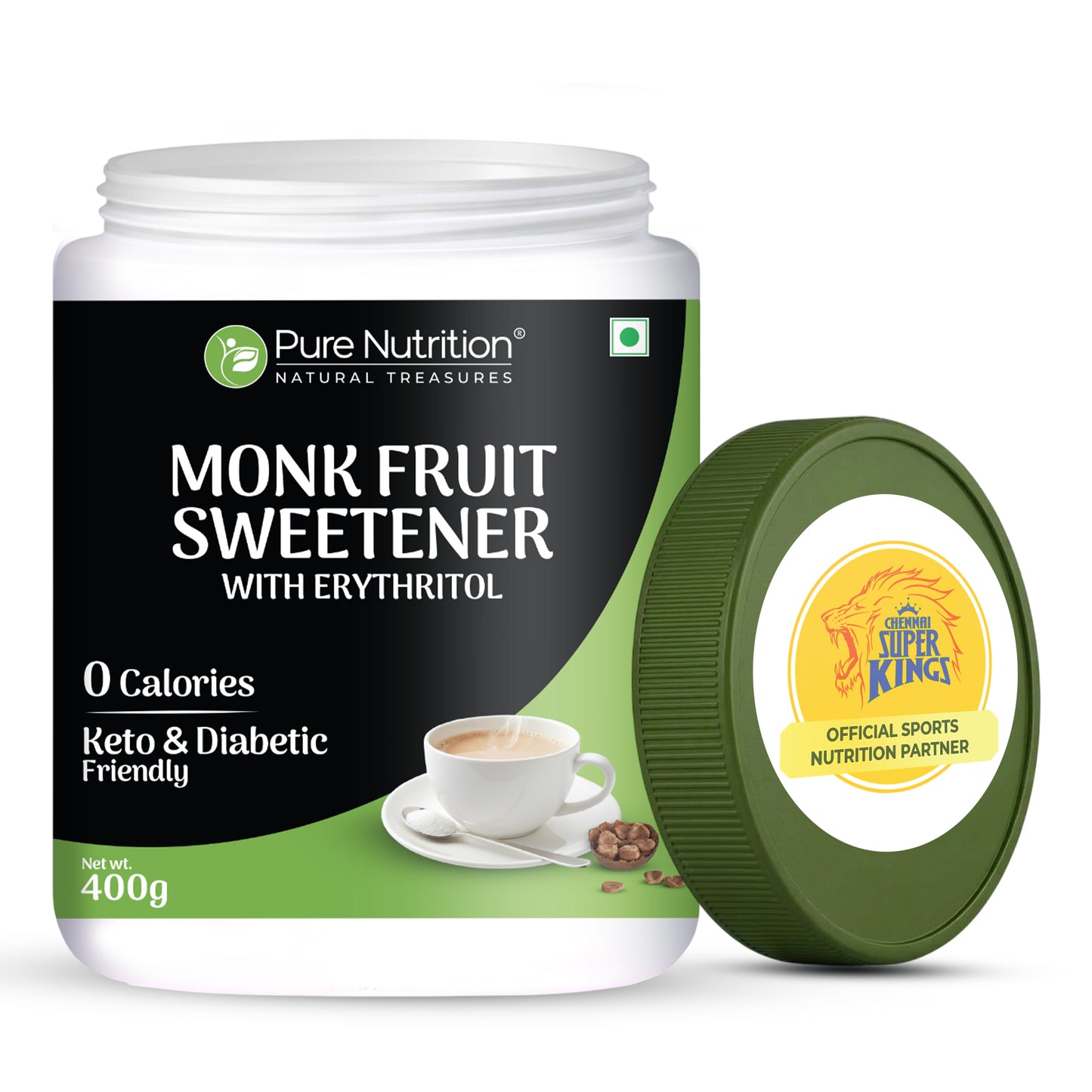 Pure Nutrition Monk Fruit Sweetener with Erythritol – 400g | Zero Calorie Sugar Replacement