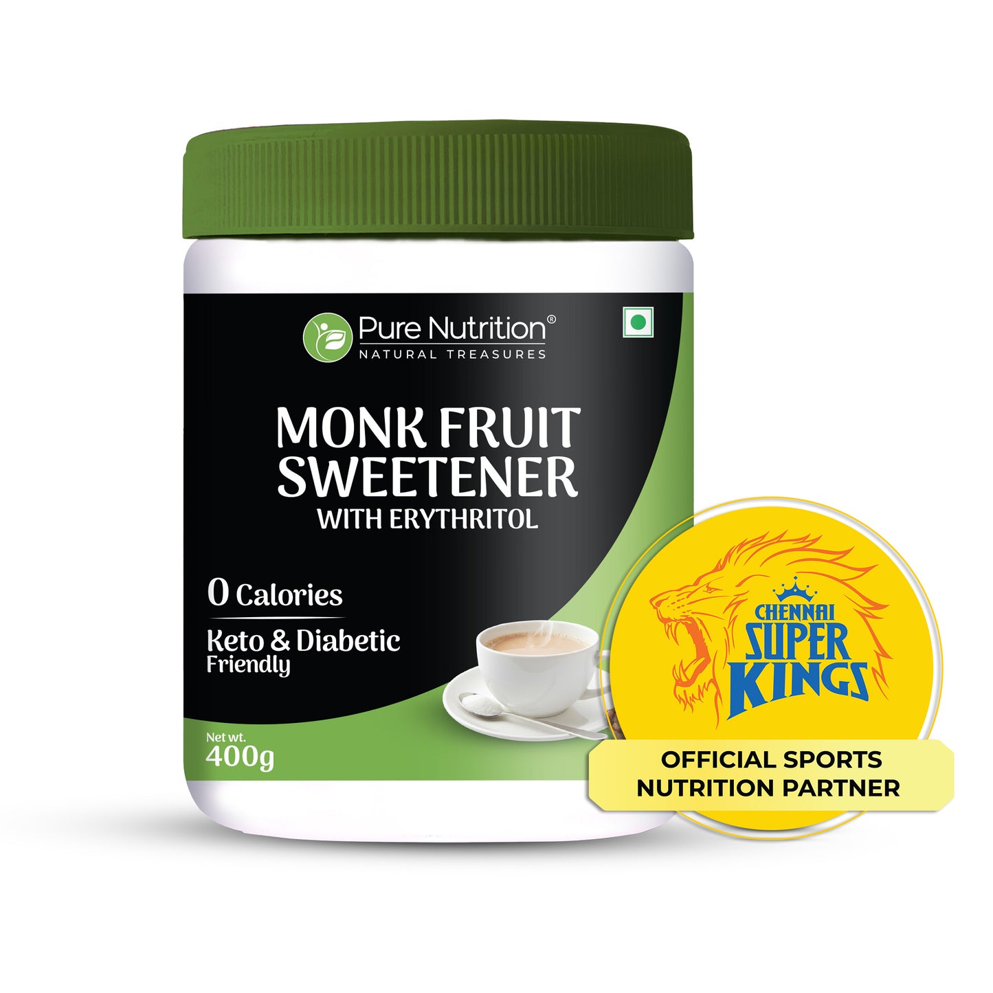 Pure Nutrition Monk Fruit Sweetener with Erythritol – 400g | Zero Calorie Sugar Replacement