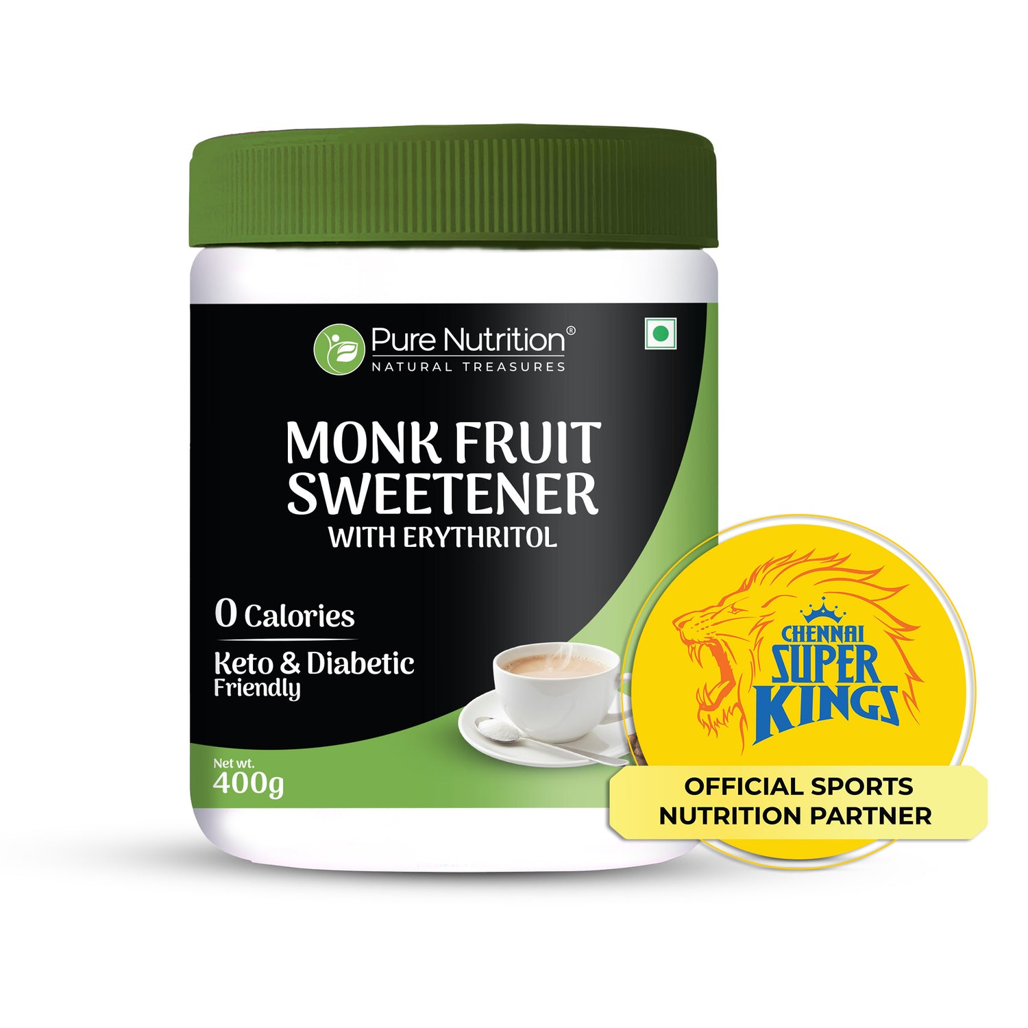 Pure Nutrition Monk Fruit Sweetener with Erythritol – 400g | Zero Calorie Sugar Replacement