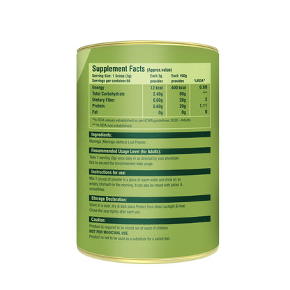 Pure Nutrition Moringa Powder – Naturally Rich in Vitamins, Minerals & Amino Acids (100g)