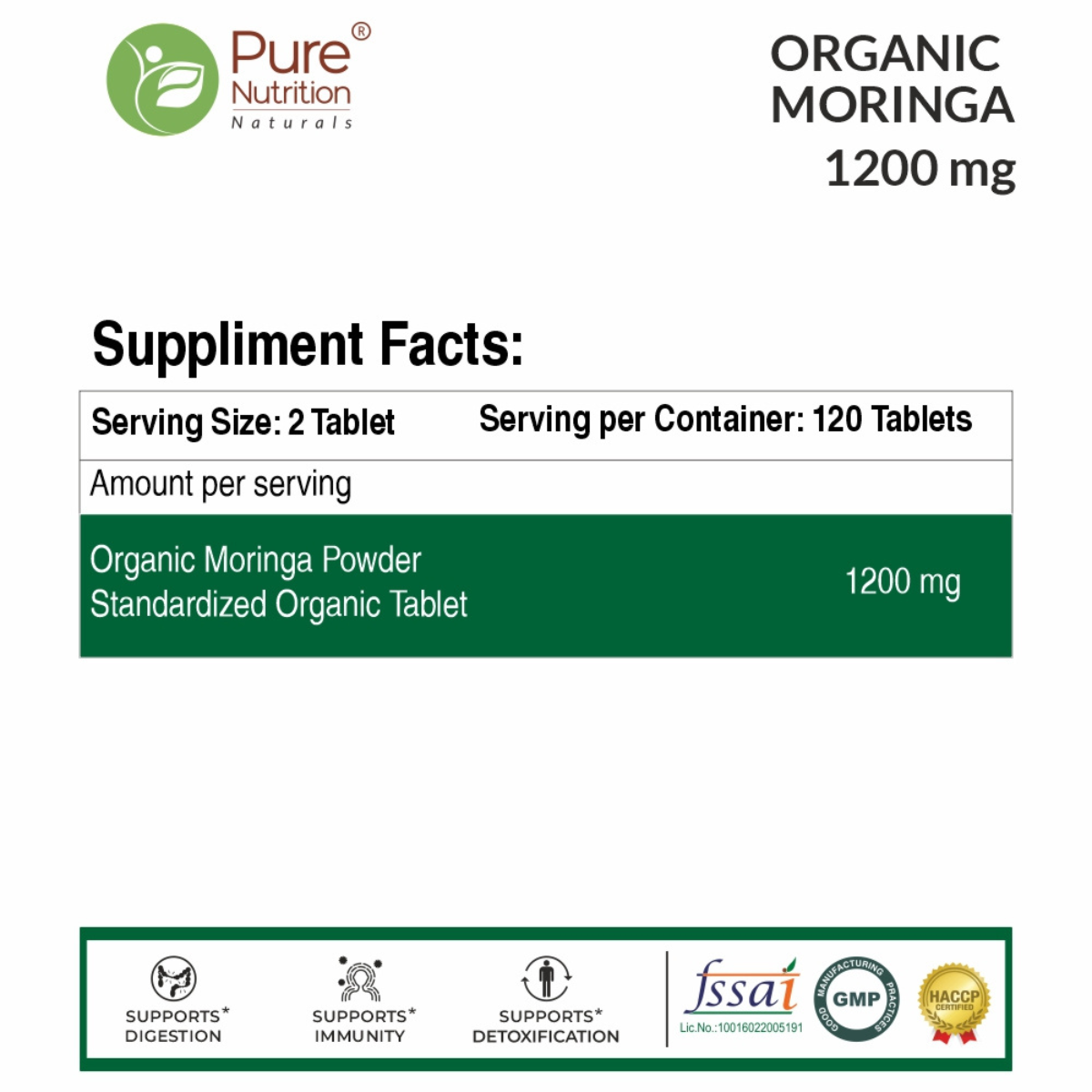 Pure Nutrition Moringa Powder (227g) + Moringa Tablets (120 Tablets) | Plant-Based Nutritional Combo