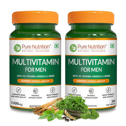 Multivitamin for Men – 30 Vegetarian Tablets | Comprehensive Wellness with 32+ Nutrients