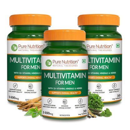 Multivitamin for Men – 30 Vegetarian Tablets | Comprehensive Wellness with 32+ Nutrients