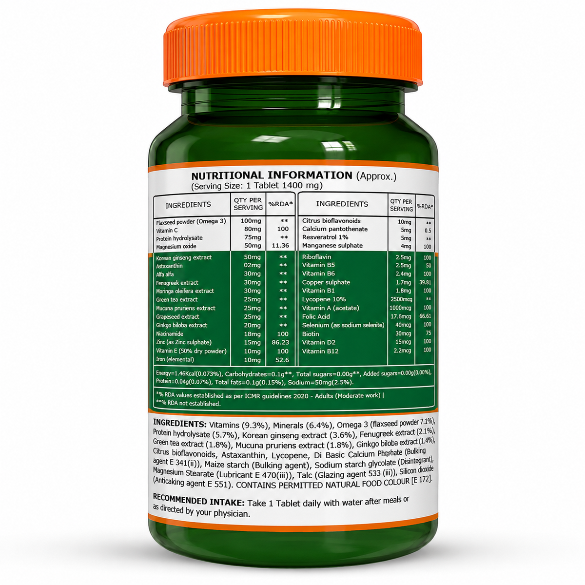 Multivitamin for Men - 60 Vegetarian Tablets | Daily Wellness with 32+ Vitamins, Minerals, and Herbal Extracts