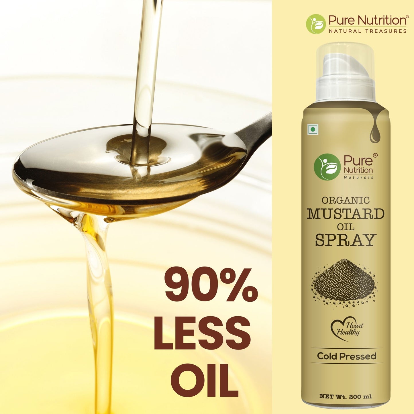 Organic Mustard Oil Spray 200ml | Cold-Pressed & Pure for Cooking