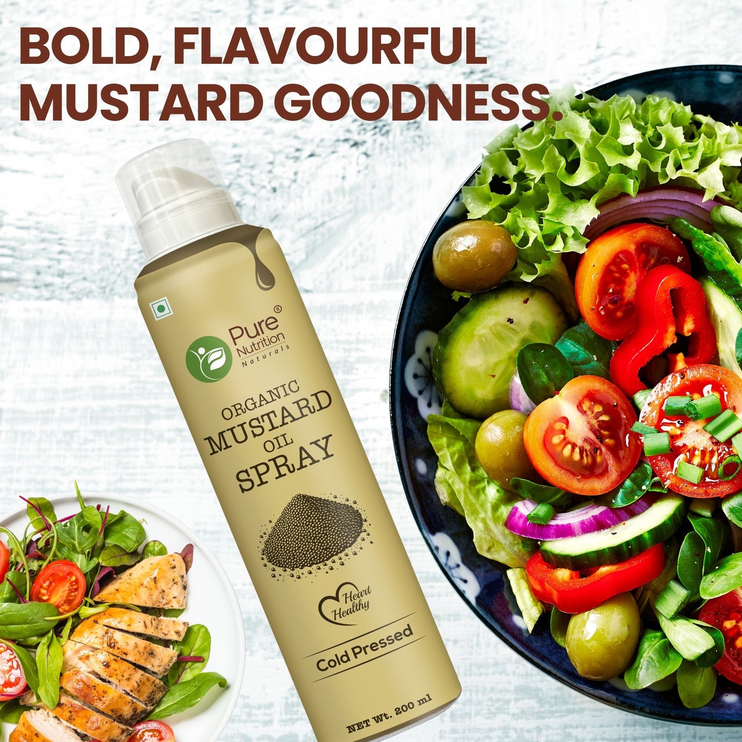 Organic Mustard Oil Spray 200ml | Cold-Pressed & Pure for Cooking