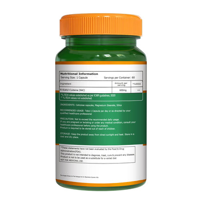 NAC Supplement – N-Acetyl L-Cysteine 600mg | 60 Veg Capsules