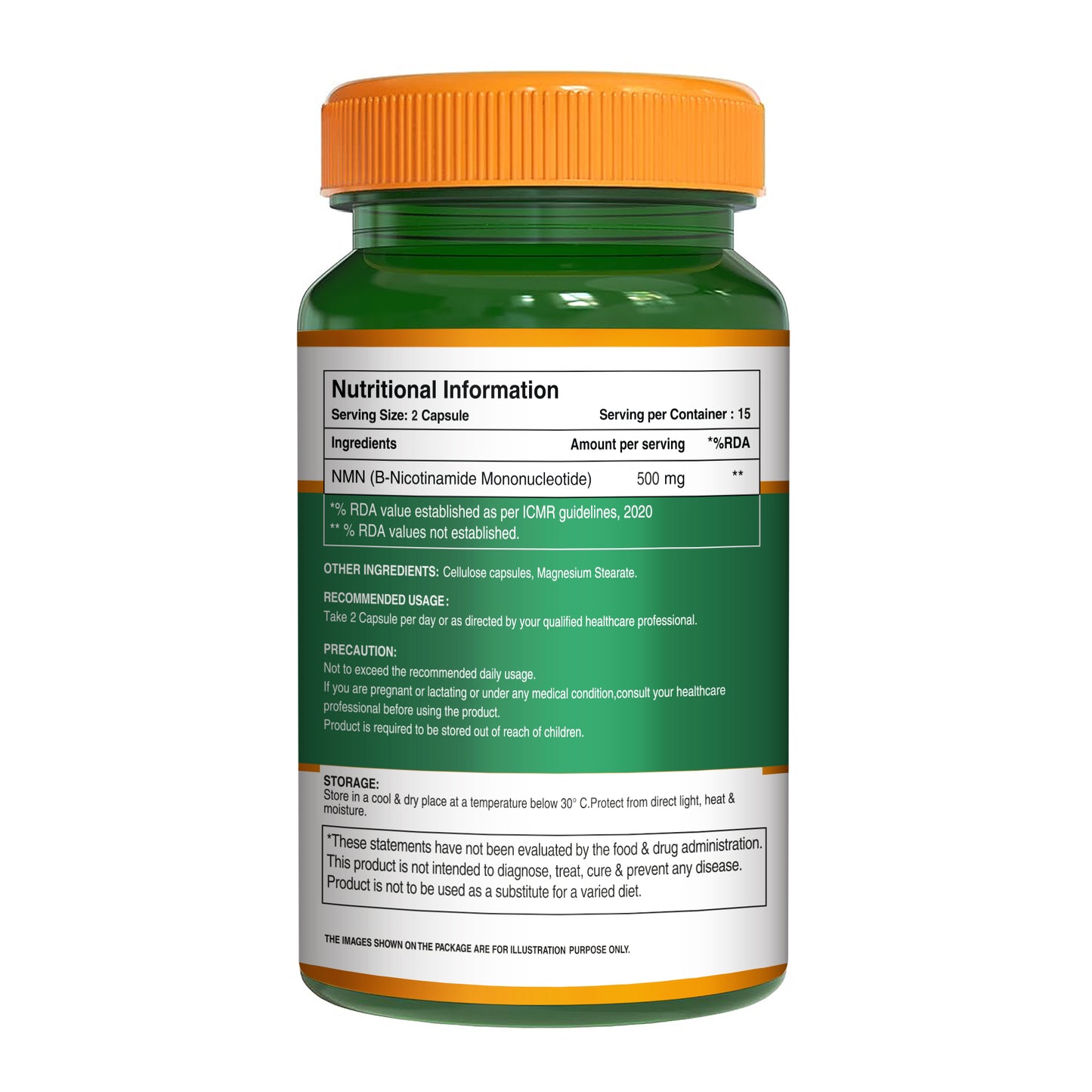 Pure Nutrition β-NMN 500mg – Supports Cellular Energy & Vitality | Veg Capsules
